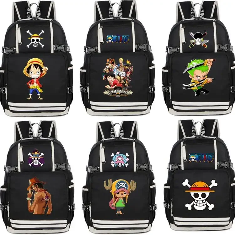 

One Piece Charging Schoolbag Luffy Sauron Qiaoba Ace Anime Peripheral Male and Female Junior High School Student Backpack