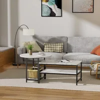 Coffee Table, White Modern Coffee Tables for Living Room, Detachable 2 Small Coffee Tables, Faux White Marble 2