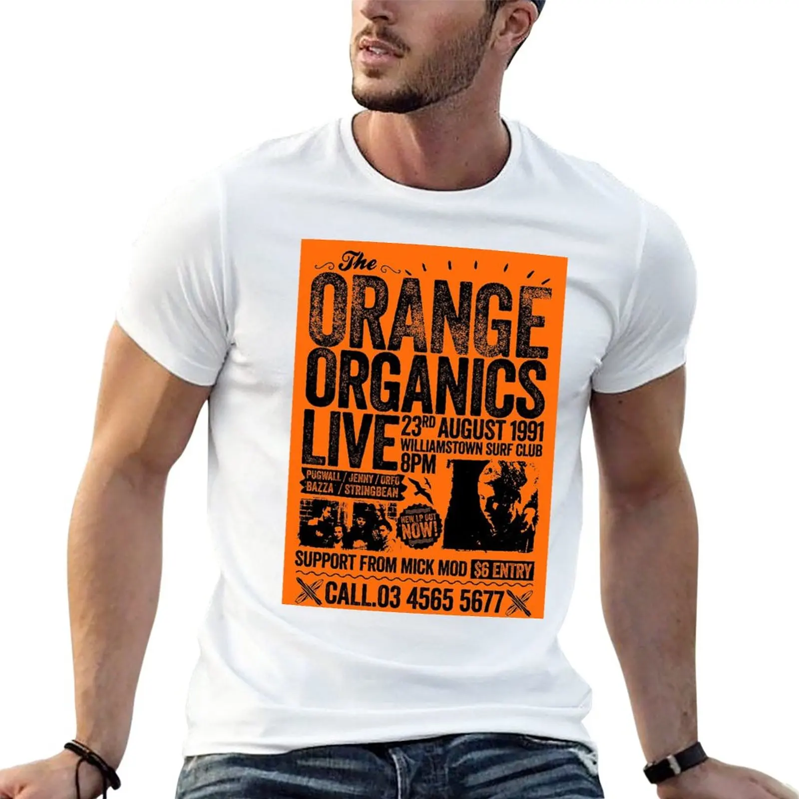 

New Pugwall - Orange Organics Retro T-Shirt Anime t-shirt custom t shirt animal print shirt for boys summer clothes t shirts men