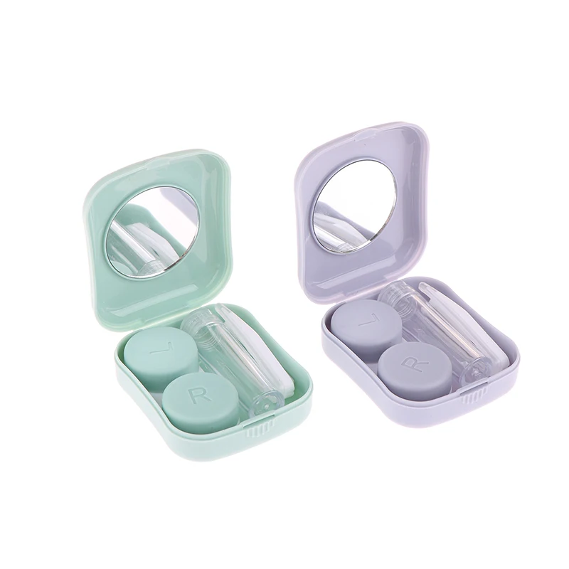 Mini Contact Lens Case Container with Mirror Women Contact Lenses Box Eyes Lens Storage Box Lovely Travel Kit 1pc contact lenses tools