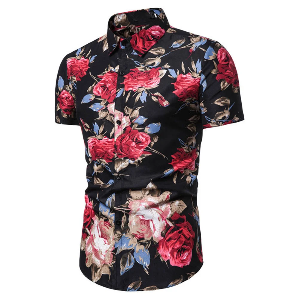 thumbnail image 1 of Nueva camisa floral de verano para hombre, estilo hawaiano, estampado 3D, solapa con botón, camisas de manga corta, ropa informal vintage Y2k, 1 of 5