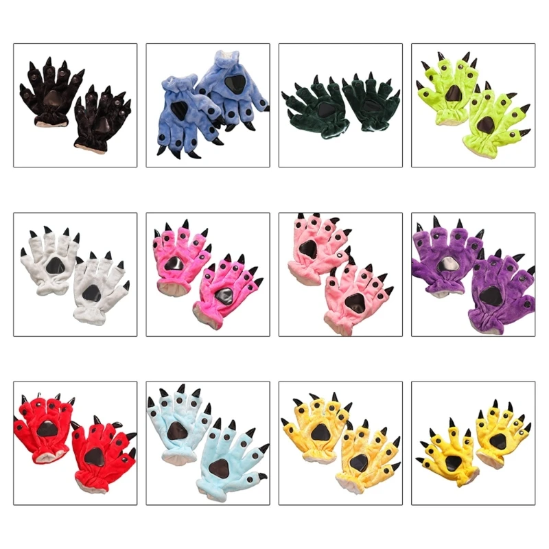 

12 Color Optional Dinosaur Claw Furry Gloves Halloween Christmas