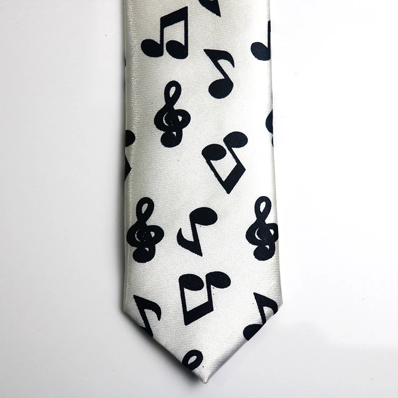Mens 5cm Polyester Tie Skinny Musical Neckties Piano Notes Guitar Printed Colorful Cravat Wedding Party Ties Suit Gift