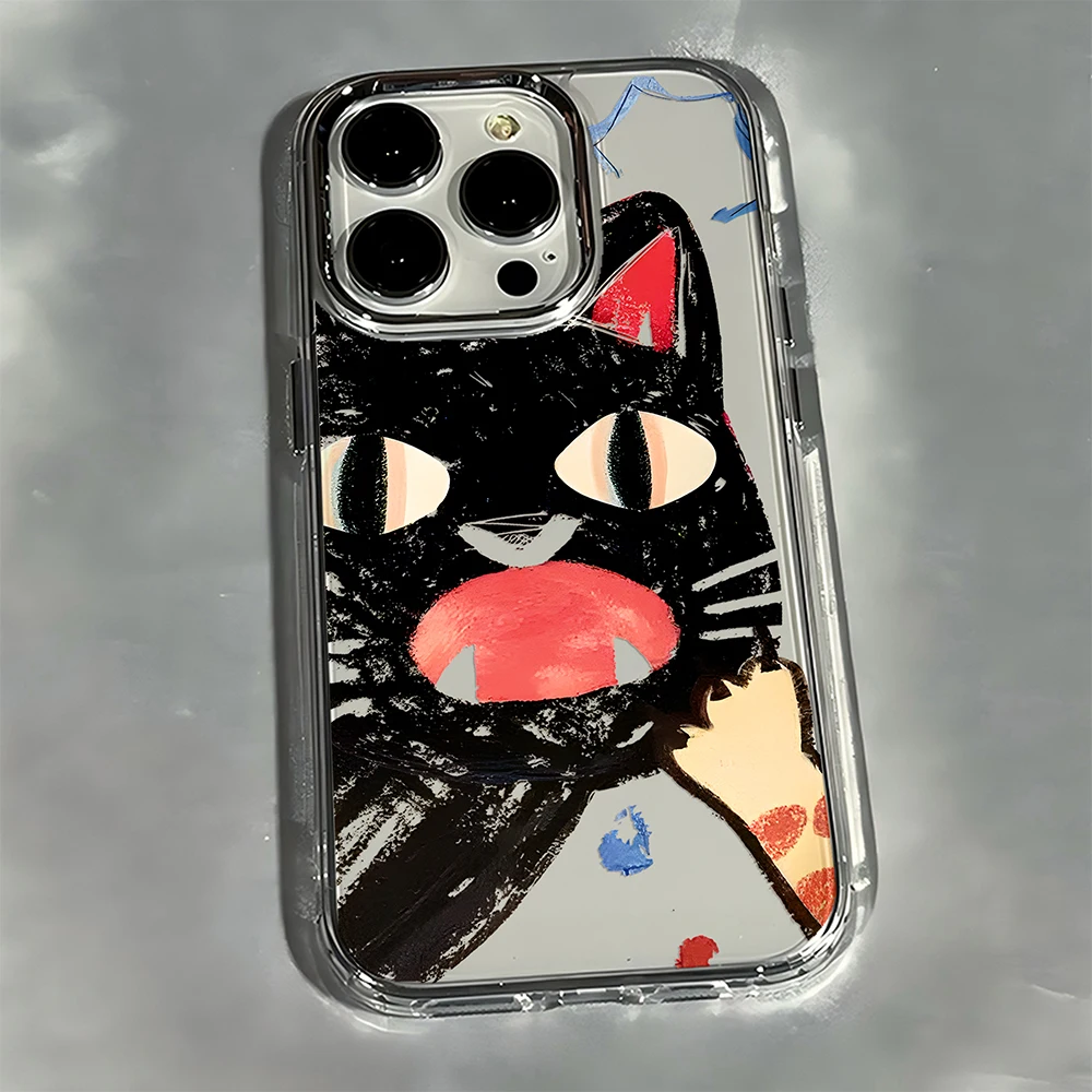 Charming Angry Black Cat Transparent Phone Case - Soft Silicone TPU Back Cover