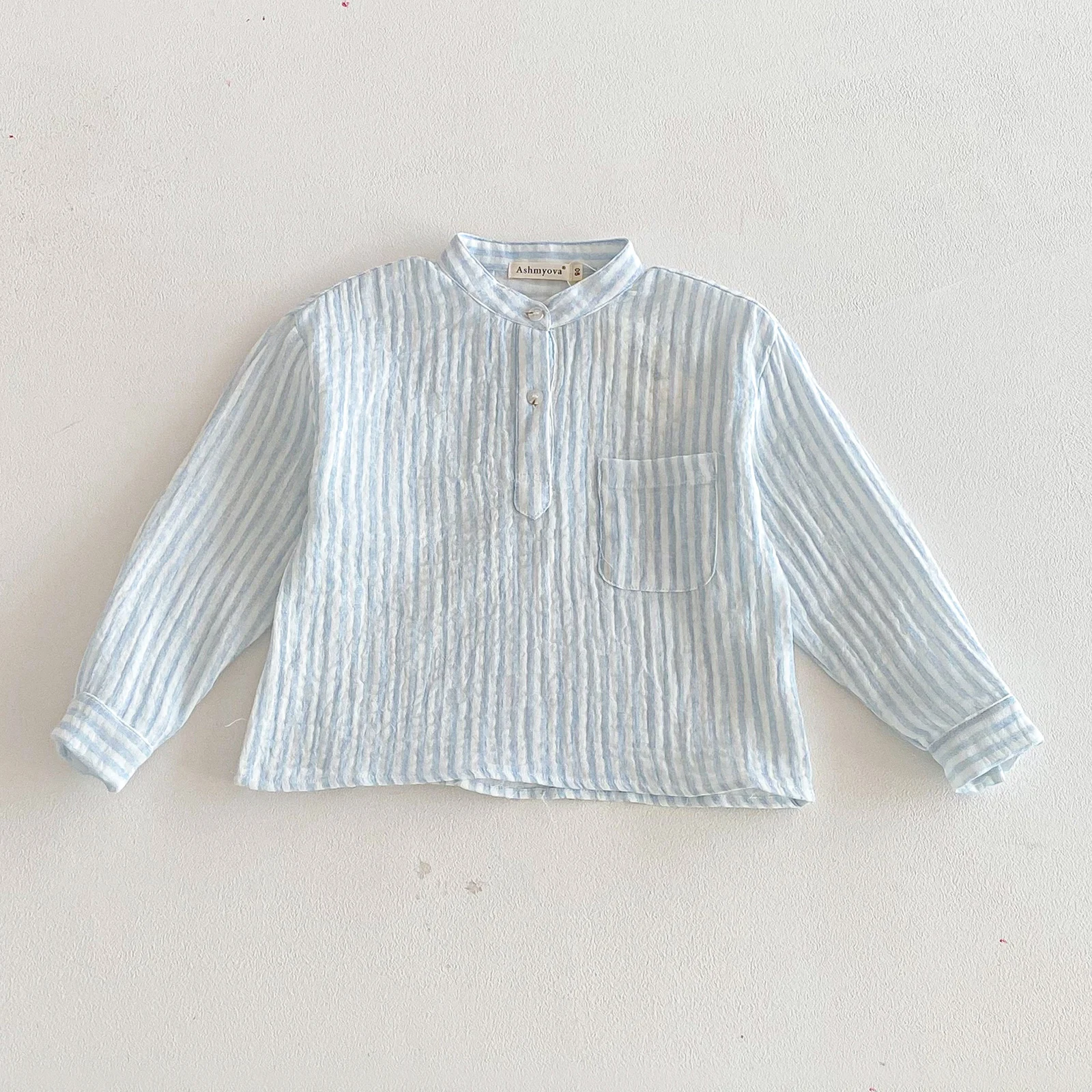 Baumwolle Leinen Hemd Jungen Henley Hals Tasche Casual Langarm Streifen Jungen Tops T-shirts Kinder Vintage Streetwear für 2-8T – Detail 16