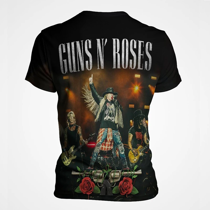 

3D Guns N' Roses Printing T Shirt GNR Slash Graphic T-shirts Fashion Hip Hop Tees Women Vintage Clothing Tops Quick Dry Clothes