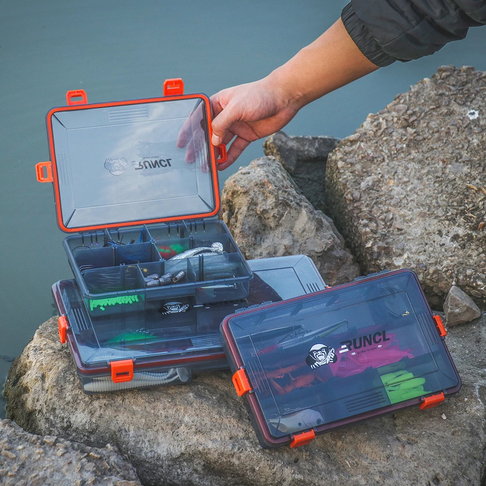 RUNCL Waterproof Fishing Box Tackle Box Fishing Accessories Lure Hook Boxes  Storage Double Sided High Strength Fishing pesca