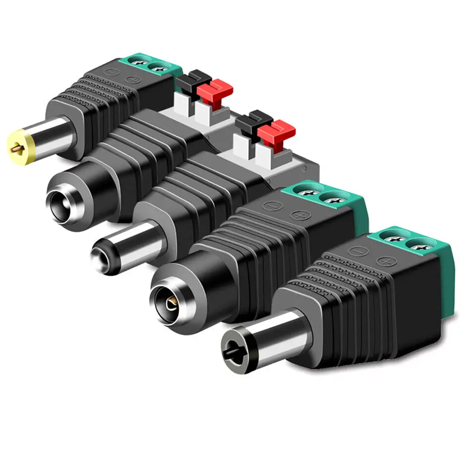 5 sztuk/10 sztuk 5,5x2,5mm/2.5mm złącze DC żeński/męski kabel z wtyczką Adapter gniazda Jack zasilający do taśmy LED