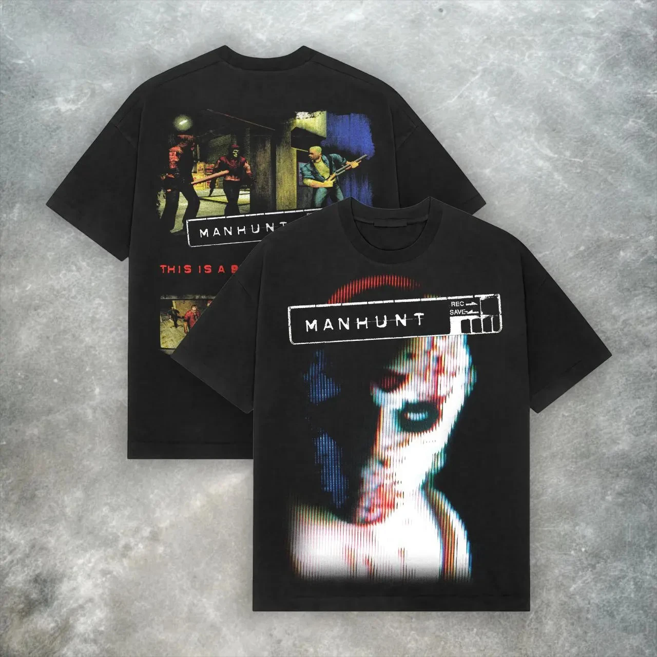 Manhunt PS2 Tee: Vintage Y2K Horror Game Shirt Sommer Herren und Damen lockeres und atmungsaktives T-Shirt Top