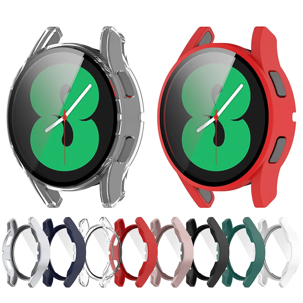 

Чехол с полной защитой для Samsung Galaxy Watch 4 40 мм, Защитная пленка для экрана + чехол из закаленной пленки, чехол для Galaxy Watch FE 40 мм, чехол с рамкой