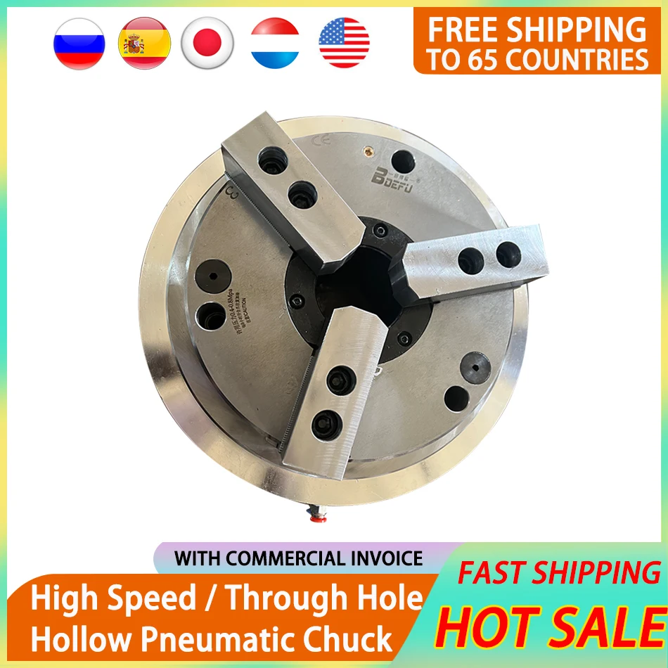 8 Inch High Speed Hollow Pneumatic Chuck High-precision Quick For CNC Lathe Drilling Clamping and Holding Front-mounted |