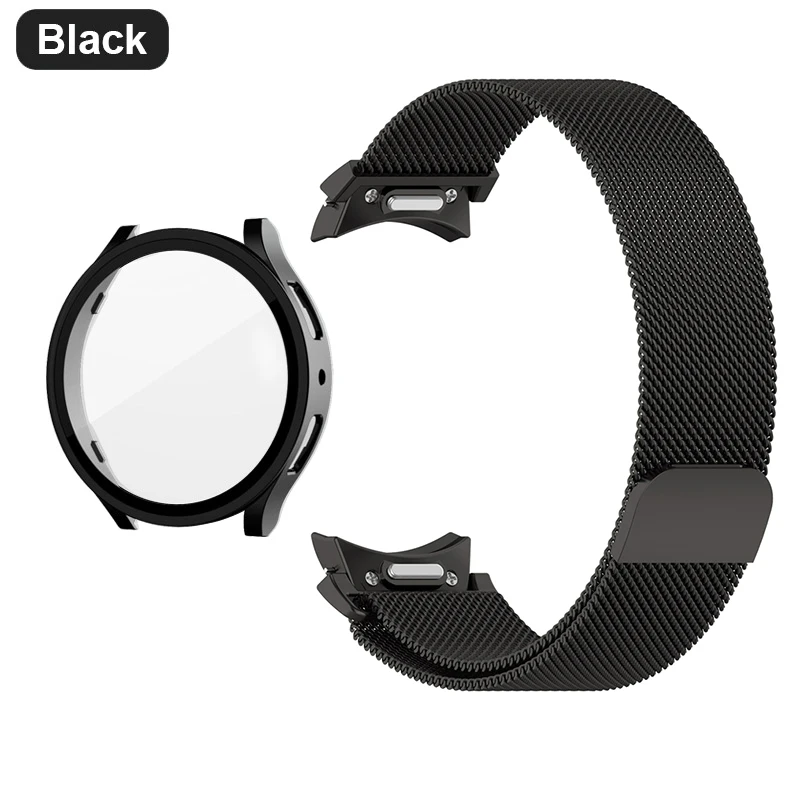 Premium Metal Strap with Magnetic Loop and Screen Protector Case, Quick Install Bracelet