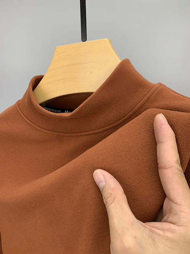 

Мужская Однотонная рубашка Dralon, теплая Повседневная рубашка с длинным рукавом и воротником-черепахой, весна-осень