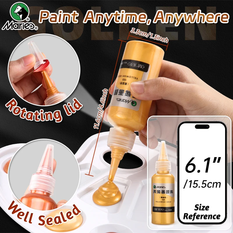 5pcs Marie's Metallic Acrylic Paint Set,Pearlescent Shimmer for Craft,DIY,Rock,Painting,for Adults,Artists(50ml/1.7fl. oz Tubes) 4
