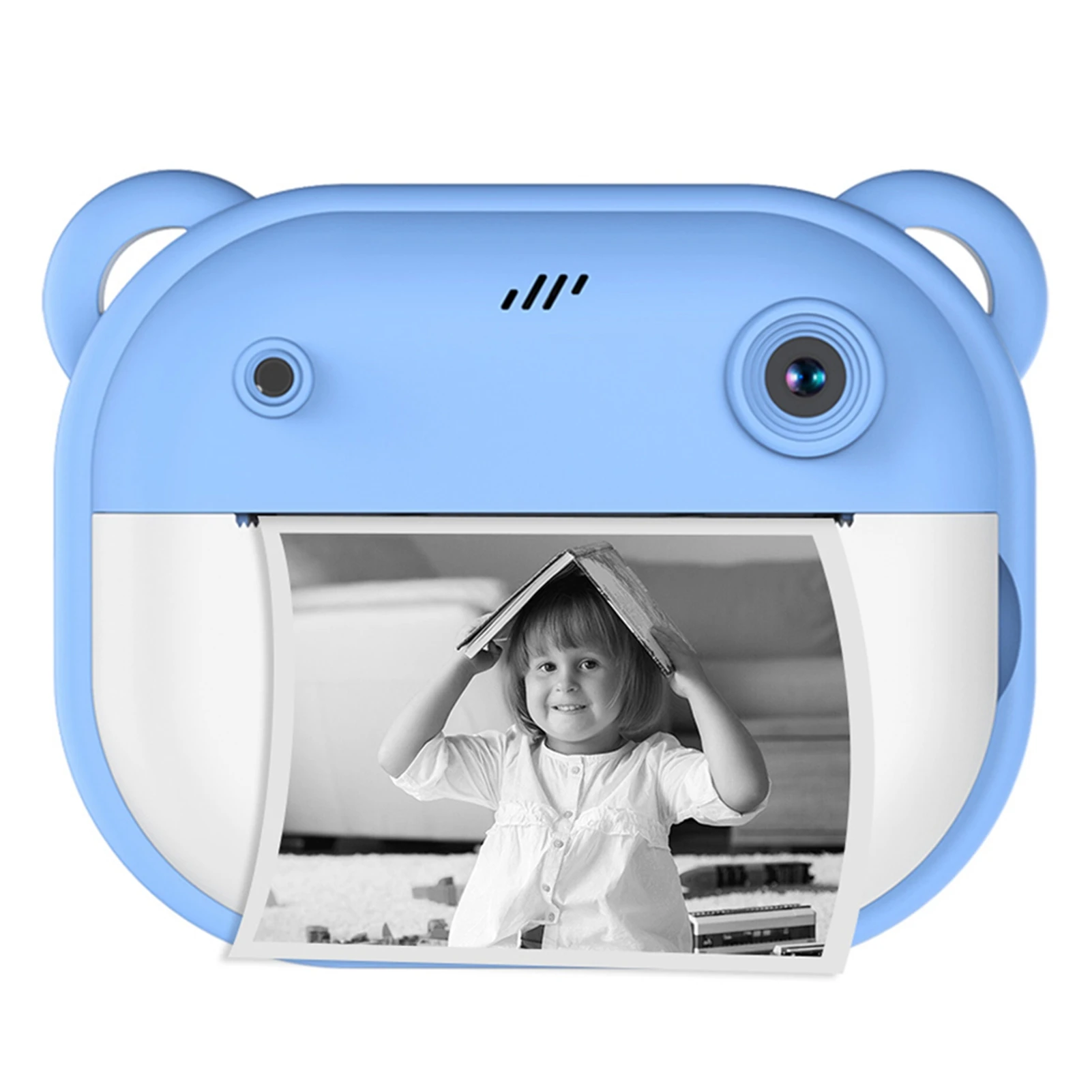 מצלמת ילדים להדפסה מיידית מצלמת ילדים 1080P מצלמה דיגיטלית עם מסך כפול 2 אינץ 'מסגרות תמונות עם סוללה מובנית תרמית
