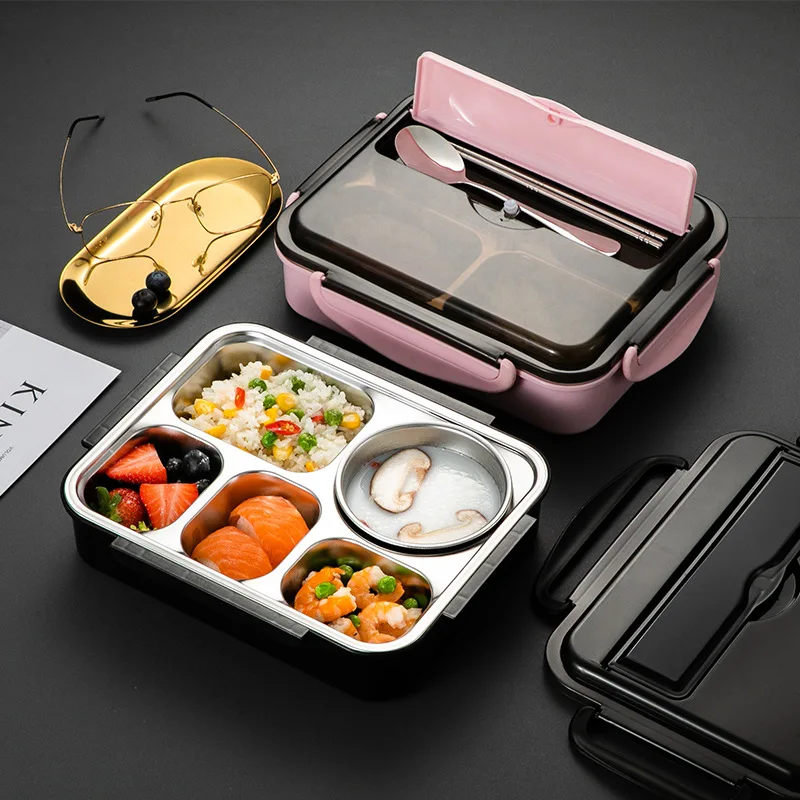 

304 Stainless Steel Insulated Lunch Box, Student Canteen, Children's Portable Separated Lunchbox For Office Workers