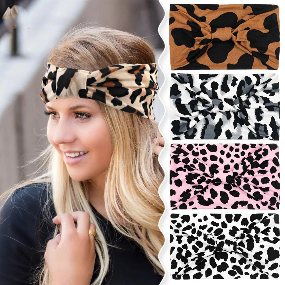 

Leopard Printed Elastic Hair Band Cotton Soft Bandana Hairbands Knotted Turban Headwrap Bandage Stretch Casual Hair Accessories