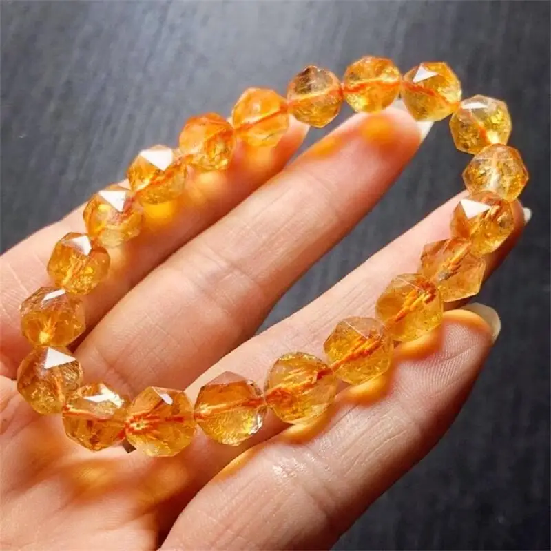 

Natural Cirtine Faceted Beads Bracelet Women Men Charms Crystal Healing Fashion Jewelry Holiday Gift 1pcs 9mm
