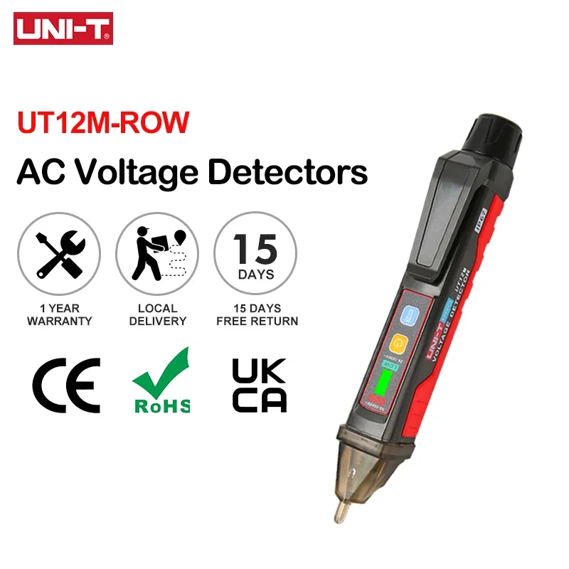UNI-T UT12E UT12M 소켓 벽면 AC 전압 감지기 표시기 24V-1000V 비접촉식 전압 전류 전기 센서 테스트 펜
