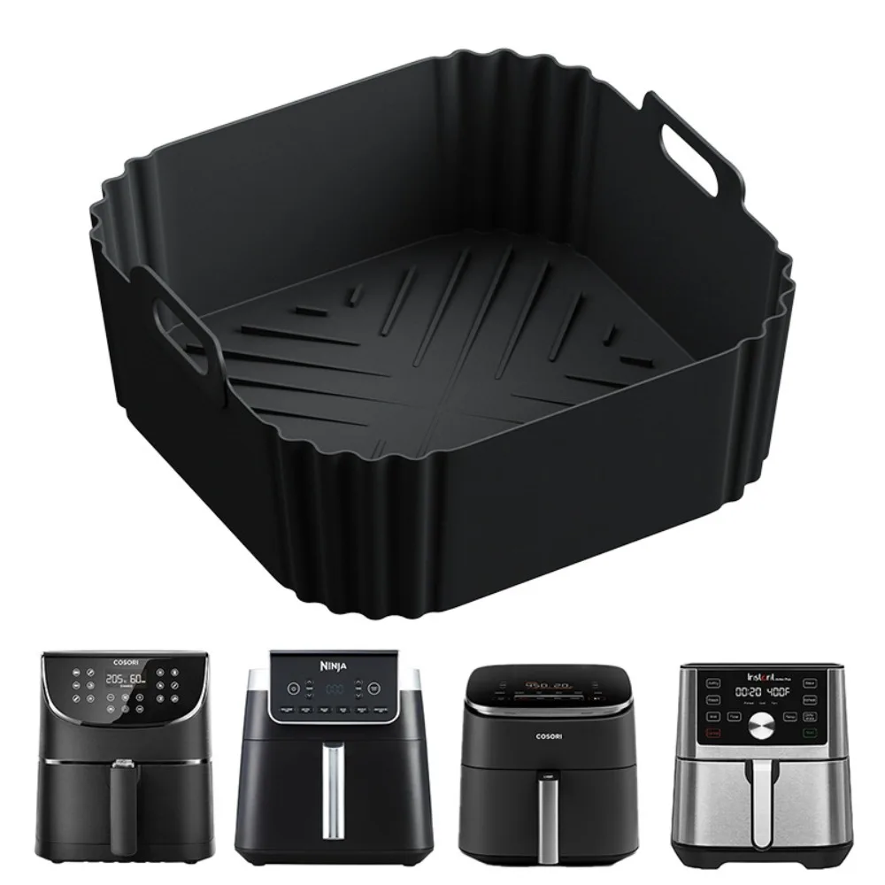 Air Fryer Liners 22.5cm Silicone Air Fryer Liners Reusable Non-Stick Basket for Ninja AF181 AF180 AF141 AF140 Compatible with 5-8QT Air Fryers