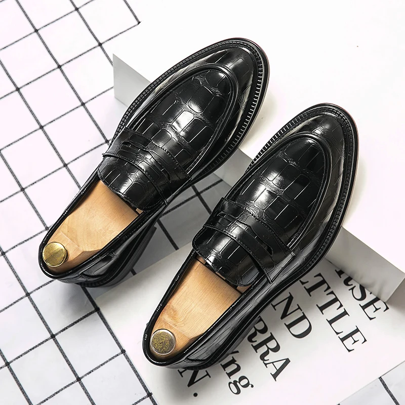 Business Dress Men Shoes Classic Formal Leather Shoes Men Slip-On Fashion Office Wedding Flats Pointed Toe Oxford