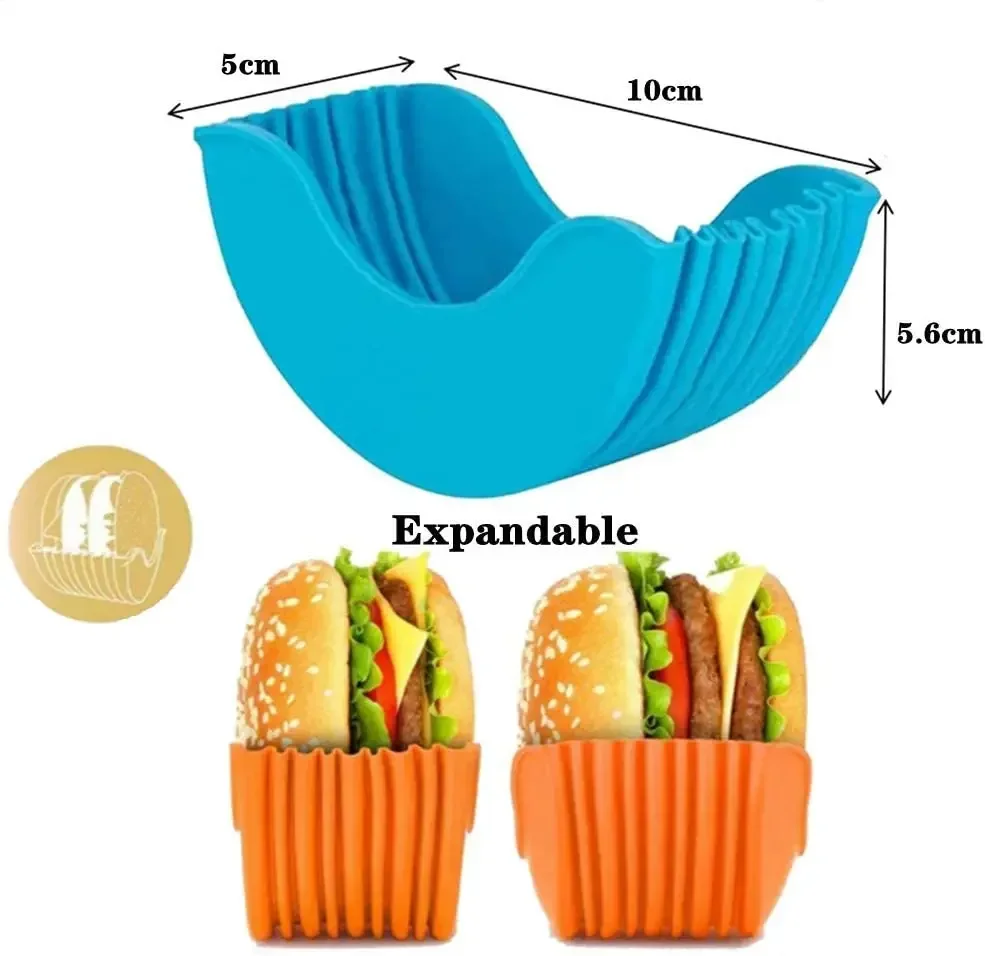 Silicone burger rack Reusable Burger Holder Silicone Shelf Hamburger Tools Fixed Rack Holder Storage Kitchen Organizer Box Kitchen Accessories