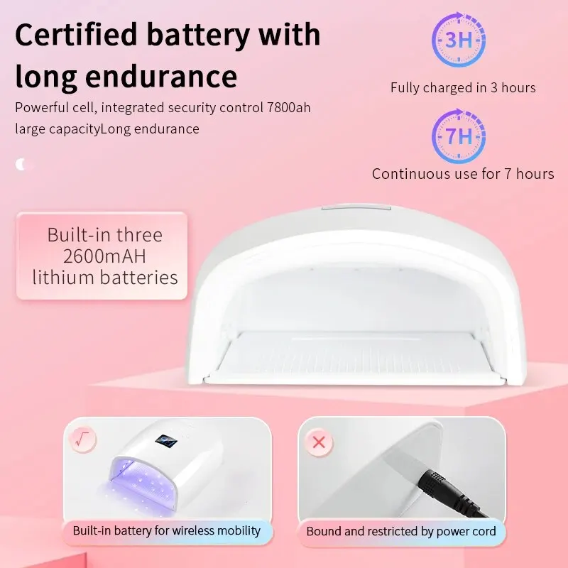 Rechargeable UV LED Nail Lamp 66W Cordless Nail Dryer for Gel Polish Professional Nail Art Manicure Tools for Home and Salon 3