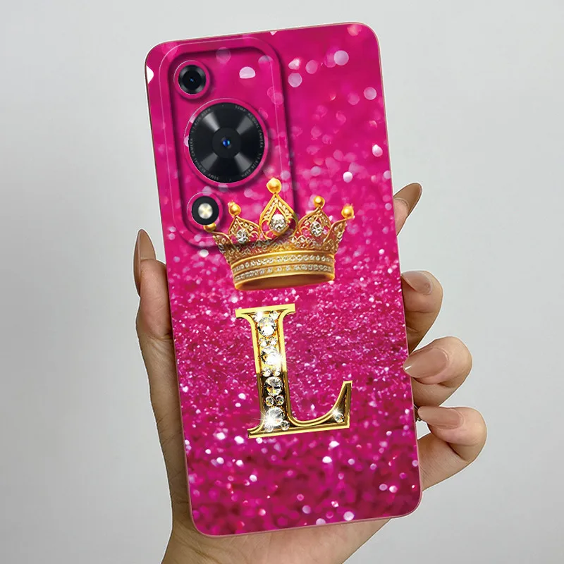 Crown Initial Letter Couple Phone Case - Soft Silicone TPU Lens Protective Casing