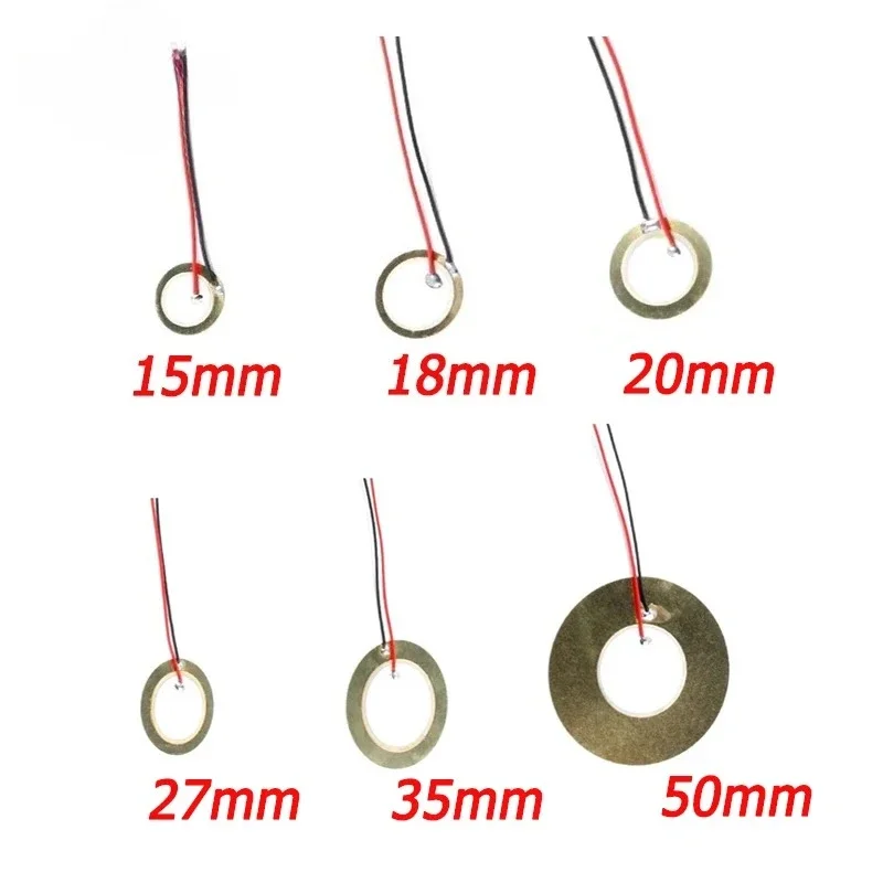 Piezoelectric Ceramic Wafer Buzzer Loudspeaker with Wire - Multiple Sizes Available