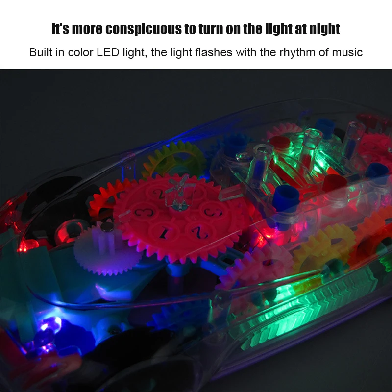 Kids Flashing Electric Racing Car Toys Transparent Light Colorful LED Music Mechanical Gear Vehicle Luminous Model Children Gift 4