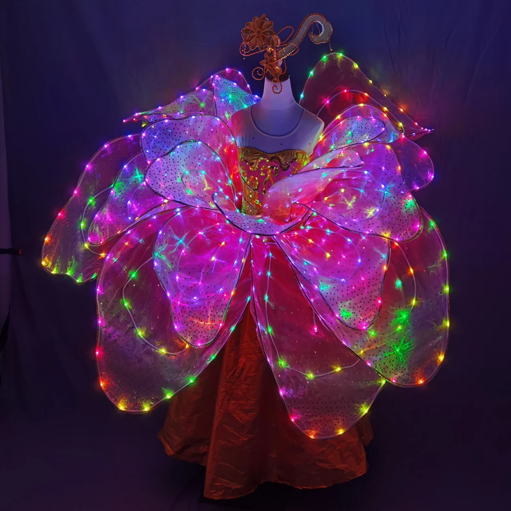 Full Color LED Petal Skirt Flower Opening Dance Big Swing