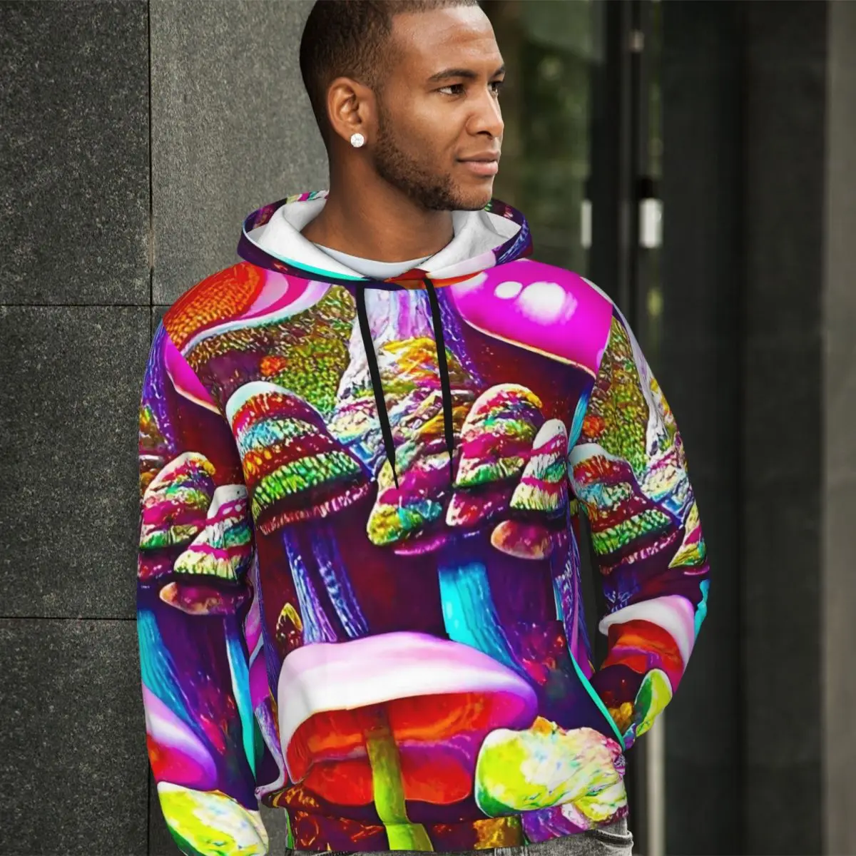 

Magic Mushrooms Casual Hoodies Cute Mushroom Modern Velvet Warm Hooded Shirt Winter Long-Sleeve Fashion Oversize Pullover Hoodie