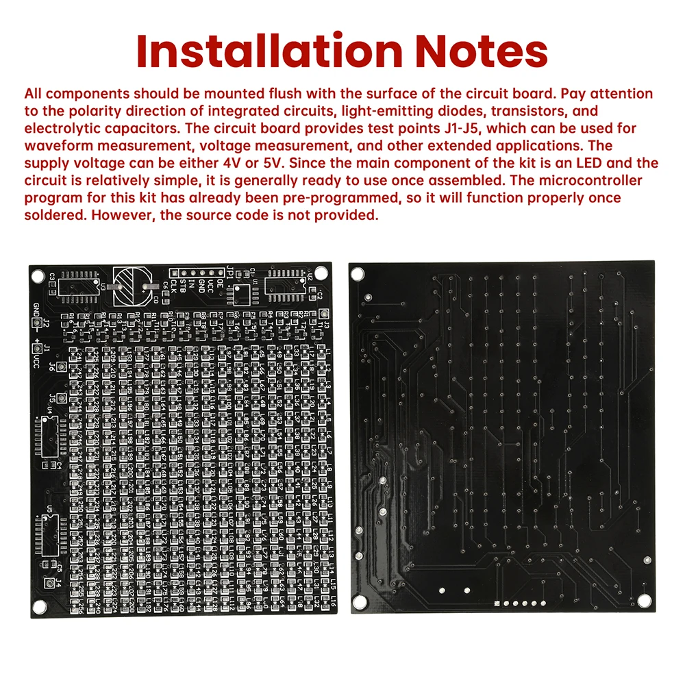 DIY Electronic Kit 64LED/256LED Red Display LED SMD Dot Matrix Advertising Screen Fun Soldering Practice Welding Practice Kit