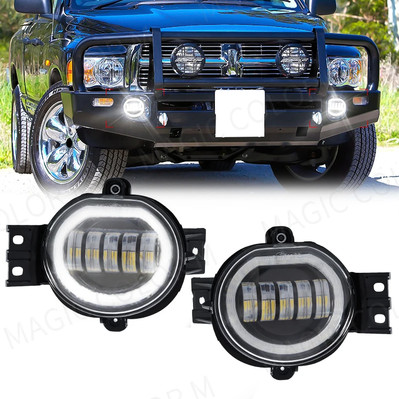 LED Lights For Dodge Ram 2500 2-Piece LED Fog Light Kit For Dodge Ram 1500 2002-2008 / 2500 3500 2003-2009 – 5000LM, Black Housing, DOT/SAE Dodge Ram Fog Lights - Foto 3