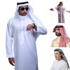 2023 New Ramadans Muslims Dress Abayas Dubai Casual Kaftan Robe Islamic Costume with Arab Head Scarf Keffiyeh Set Gifts for Men