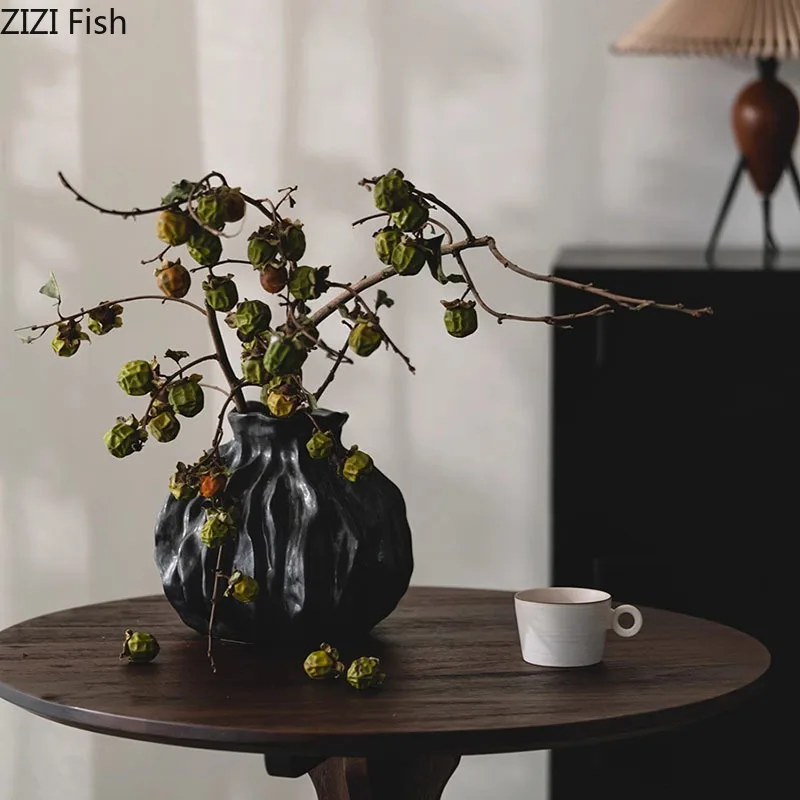 Creative Irregular Ceramic Vase Retro Flower Pots Desk Decoration Artificial Flower Floral Arrangement Room Aesthetic Decor 2