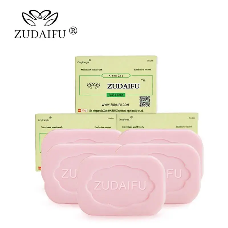 Zudaifu Sulfur Soap Cleanser Oil-Control Cure Face Whitening Sulfur Soap Skin Peel Cleanser Handmade 1~20PCS