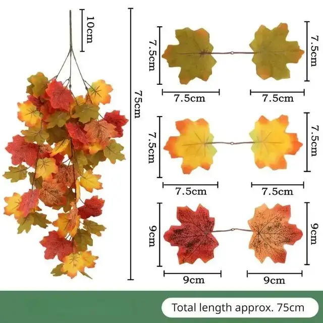 2025 Halloween Simulated Maple Leaf Vine Wall Hanging Autumn Party Wall Hanging Rattan Harvest Festival Leaf Rattan Maple Decor 5