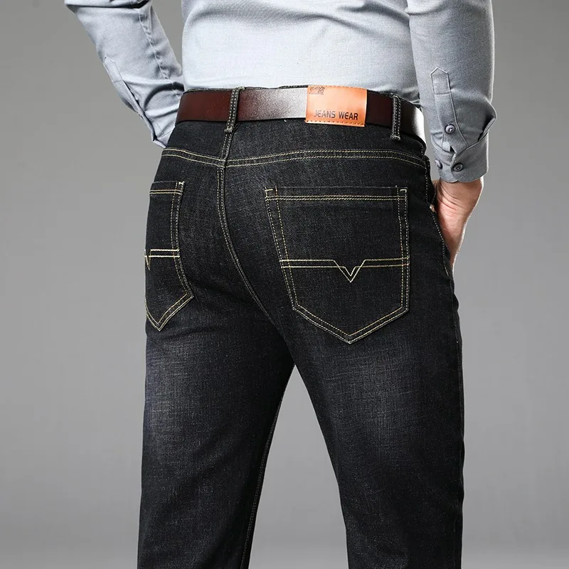 Men Stretch Slim Fit Pants Comfortable Soft Business Fashion Straight Casual Denim Trousers Male Brand Clothing jeans trousers
