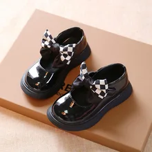 

Children 2022 Spring New Princess Summer Black Leather Shoes for School Girls Bow Britain Fashion Kids Cute Mary Janes Non-slip