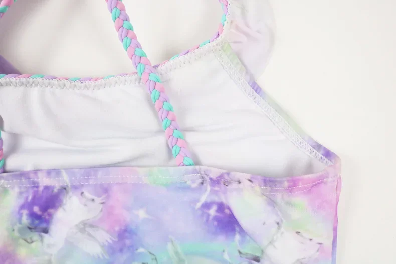 Baby Girl Swimsuit Kids One Piece Beachwear Rainbow Print Swimwear Girls Bathing Suit Summer Girl Rainbow Twist Strap Swim Suits