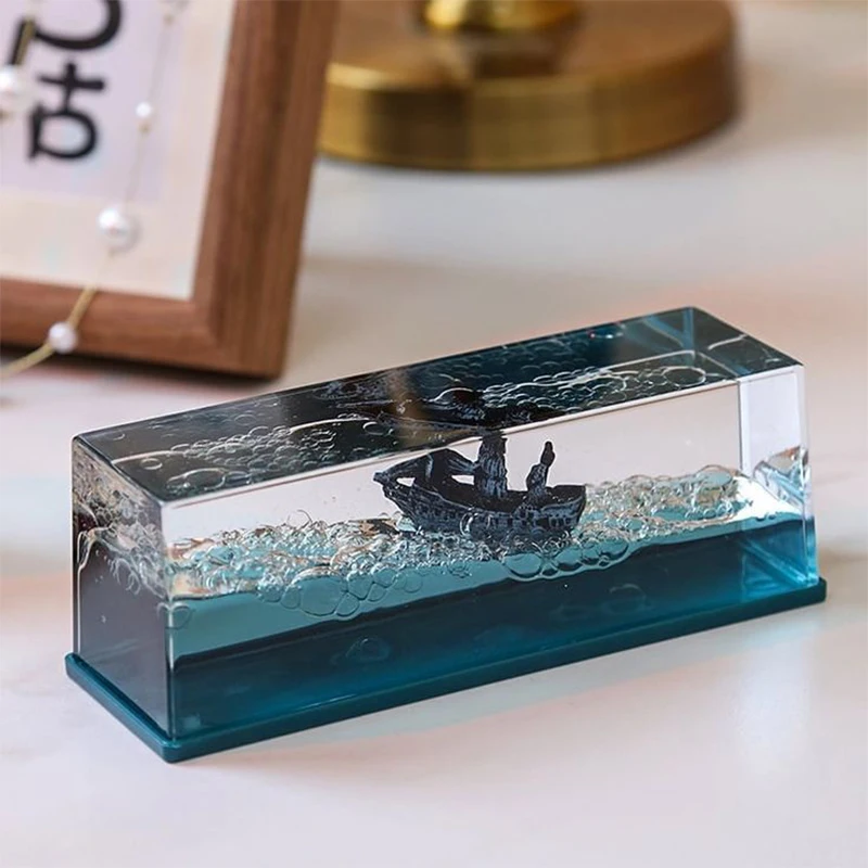 Ornament Crafts Cruise Fluid Drifting Bottle Titanic Black Pearl Dinosaur Era Style Drifting Ship for Home Boy Girl Gift Desktop Decoration