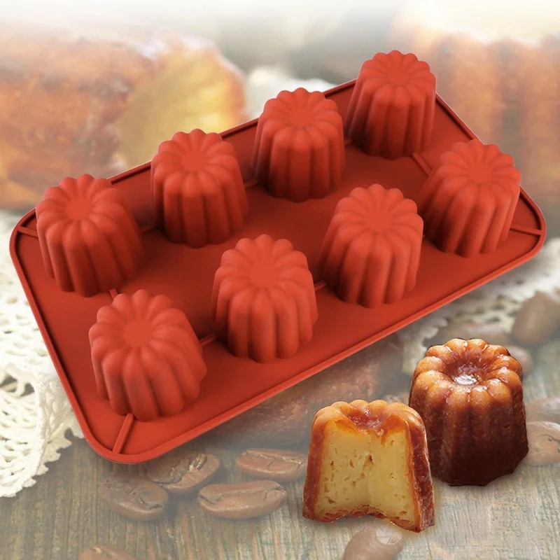 

Canele Mold Silicone Canneles Rectangular Spiral Donuts Round Flat Love Heart Shape Cake Baking Pan for Pastry