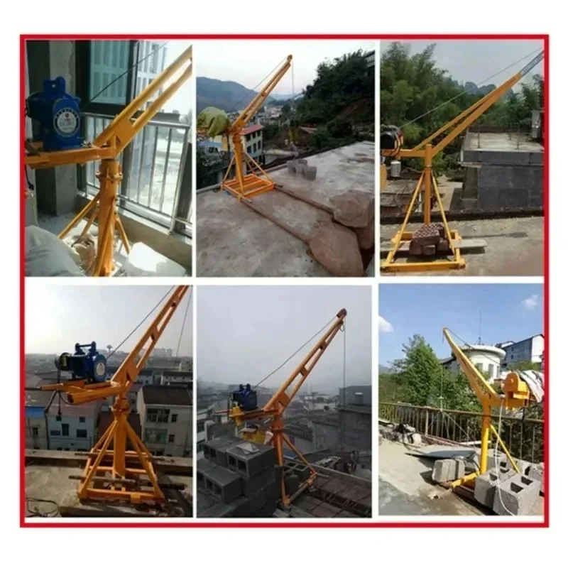 360 Degrees Rotate 1000kg Small Outdoor Use Portable Mini Engine Crane Construction Materials Lift Crane