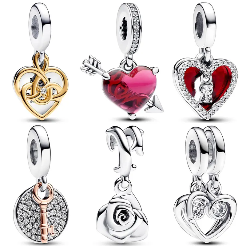 

Engravable Mom Key To Happiness Forever & Always Heart Arrow Pendant Bead 925 Sterling Silver Charm Fit Popular Bracelet Jewelry