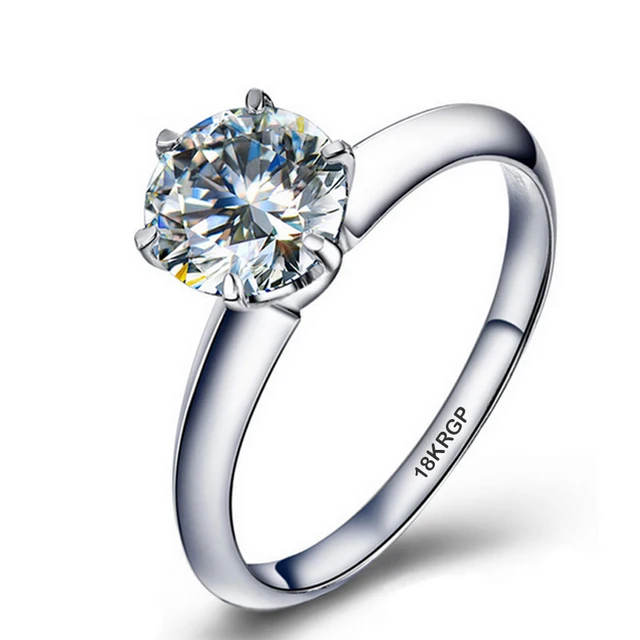 With Certificate Original 18K White Gold Color Ring Luxury 2.0ct Lab Diamond Wedding Bands Bride Women anillos de plata ley 925 R018