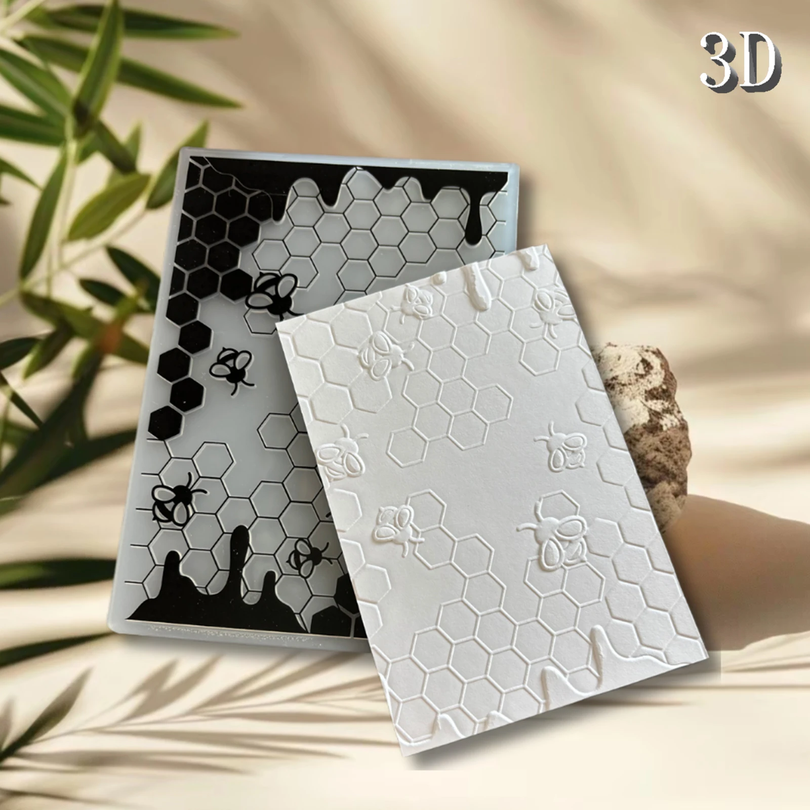 Embossed Honeycomb Design Folder for Business Cards & Scrapbooking - Durable & Easy to Use