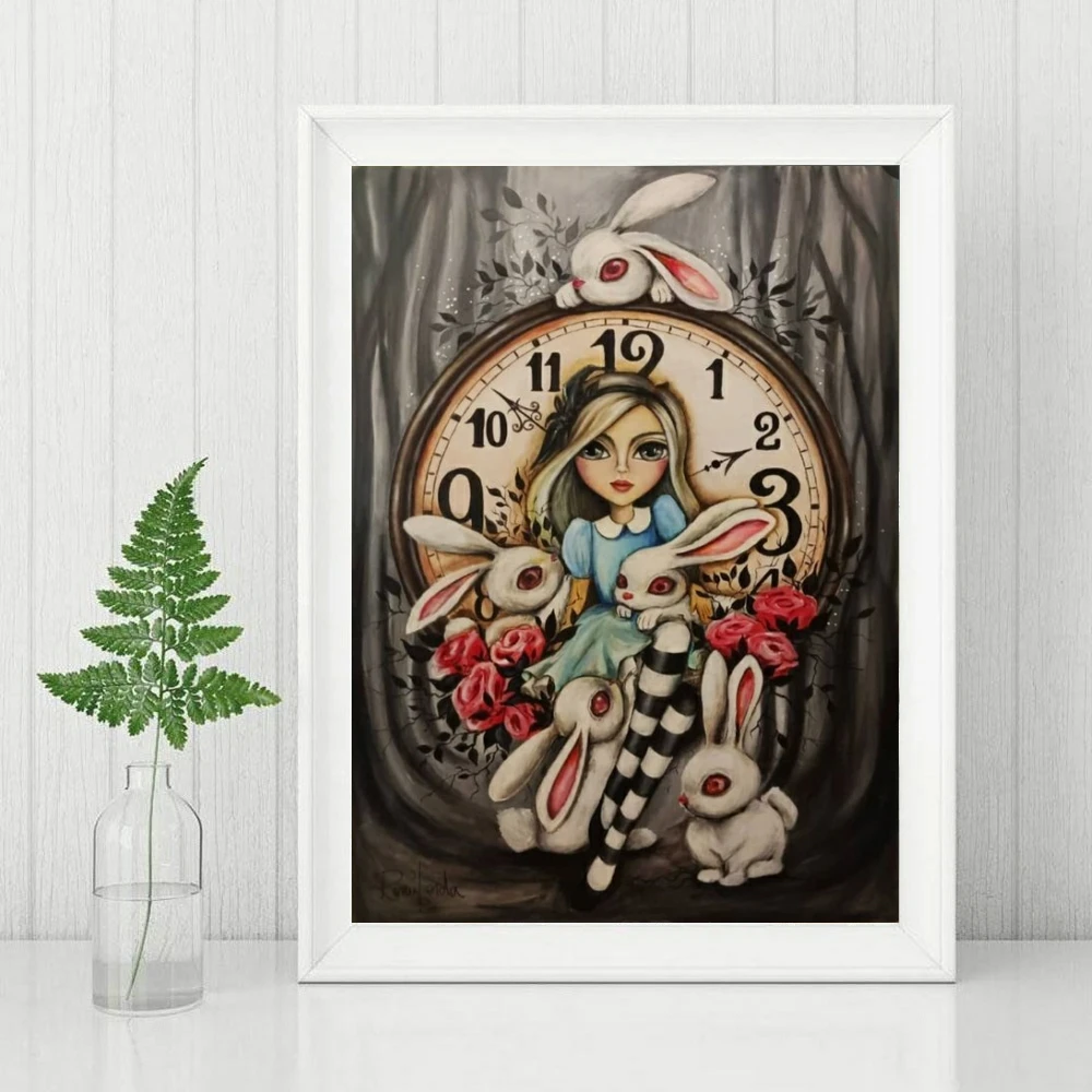 Alice In Wonderland Full Square Round Cross Stitch Rhinestones DIY Diamond Painting Disney Cartoon Mosaic Child's Birthday Gift