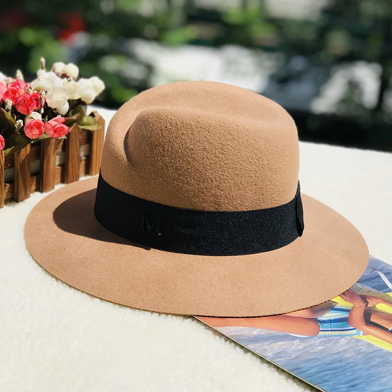 Damenhut mit breiter Krempe, australische Wolle, warmer Fedora-Hut, Damen-Panama-Cloche-Hut, Floppy-Band, Hochzeitskleid, Derby-Kirchenhüte – Detail 11
