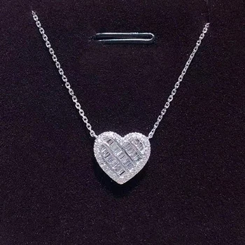 Huitan White Cubic Zirconia Love Necklace Women Luxury Silver Plated Romantic Female Wedding Pendant Necklace Fashion Jewelry